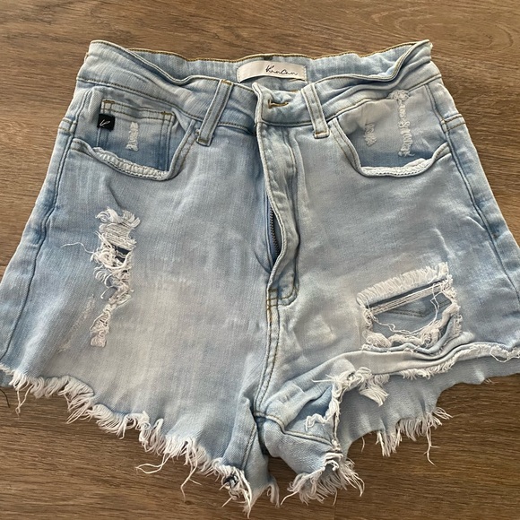 KanCan Medium Wash Side Contrast Stretch Denim Shorts